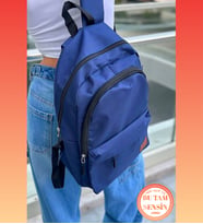 Lacivert Unisex Fermuarlı 3 Bölmeli Yanı Cepli Tutma Saplı Orta Boy Okul Sırt Çantası (Lacivert)