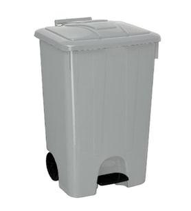 Omnipazar SY-4265 Gri 85 lt Köşeli Pedallı Tekerlekli Çöp Kovası