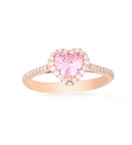 925 Ayar Gümüş Pembe Swarovski Kalp Yüzük
