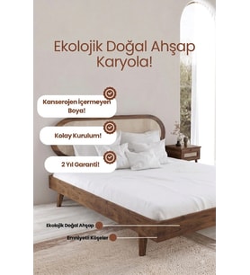 Padova Model Hazeran Başlıklı Masif Ahşap Karyola ve 2 Adet Komodin Kolay Kurulum Fırınlanmış İthal Sibirya Çamı 120x200 Yatak Uyumlu 2 Adet Komodin