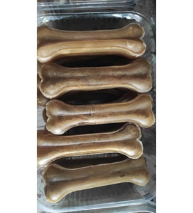 Yenilebilir Pres Sığır Derisi Kemik Köpek Diş Kaşıyıcı Natural 12,5 cm(60-70 gr)-6 Adettir
