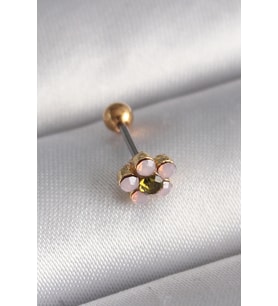 316L Çelik Gold Renk Zirkon Taşlı Çiçek Tragus Piercing 5886