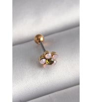 316L Çelik Gold Renk Zirkon Taşlı Çiçek Tragus Piercing 5886