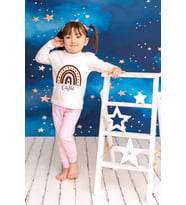 Pia Baby Premium %100 Pamuk İsme Özel Çocuk Pijama Takımı 1-8 Yaş 5035-14 (Pembe)