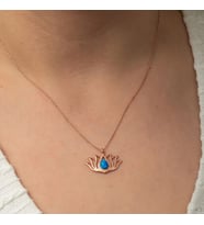Opal  Taşlı Rose Lotus Çiçegi 925 Ayar Gümüş Kadın Kolye