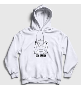 Presmono Unisex Beyaz Anya Smug Face Anime Spy X Family Kapüşonlu Sweatshirt 317057tt