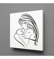 BEBEĞİYLE İLGİLENEN ANNE KANVAS TABLO 90x90cm (Karışık)