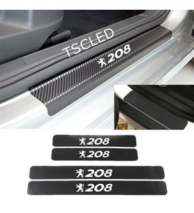 208 Karbon Kapı Eşiği Kaplama Sticker Yapıştırma (4 Adet) zz167