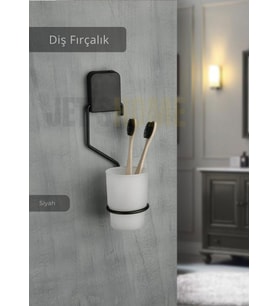 Yapışkanlı Diş Fırçalık Paslanmaz Lüks Diş Fırça Tutacağı Çelik Siyah