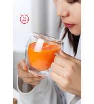 Çift Camlı Cidarlı Cam Kupa 250ml Ev Ofis Fincanı Çift Katlı Isı Yalıtımlı Kulplu Cam Bardak 2li Set