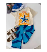Miniğimin Cicileri Deniz Yıldızı Baskılı Unisex Çocuk Takım - Mavi