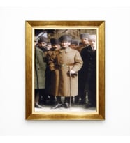 Tablore Atatürk Kalpaklı Tablo Tarihi Milli Mücadele Ruhu Çerçeveli Kanvas Portre