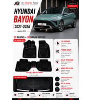HYUNDAİ BAYON 2021-2026 Araca Özel 3D Paspas + 3D Bagaj Havuzu