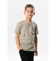 Kısa Kol Şile Bezi Zımbalı Yazlık Erkek Çocuk Tshirt Taş 3031