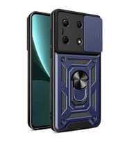 Infinix Note 30 4G Uyumlu Kılıf Magnetik Standlı Kamera Korumalı Zore Sürgülü Vega Kapak (Mavi)