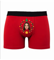 Kişiye Özel Yılbaşı Temalı Kırmızı Erkek Man Boxer