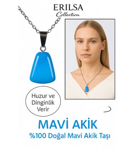 Sertifikalı AAA+ Mavi Akik Taşı Kolye – Beşgen Model, Gümüş Aparatlı (Çok Renkli)