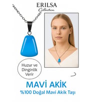 Sertifikalı AAA+ Mavi Akik Taşı Kolye – Beşgen Model, Gümüş Aparatlı (Çok Renkli)
