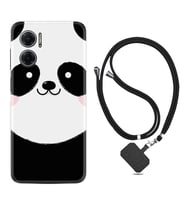 Xiaomi Redmi Note 11E Kılıf Silikon Boyun Askılı İpli Desenli Silikon Sevimli Panda 1794