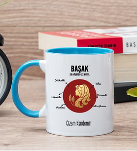 Kişiye Özel Başak Burcuna Hediye Mavi Kupa Bardak
