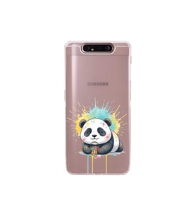 Samsung Galaxy A90 ile Uyumlu Splash Panda Tasarımlı Şeffaf Silikon Kılıf