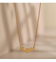 Kişiye Özel Minimal Yarasa Figürlü Kolye 925K Gümüş (Gold)