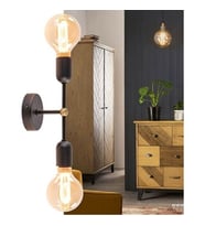 RİOLİGHT RETRO,RUSTİK 2XE27 DUYLU SİYAH AYNA ÜSTÜ, METAL DUVAR APLİK