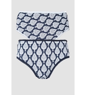 2li Kadın Damalı Bikini Arka Düz Yüksek Bel İnce Lastik Ekonomik