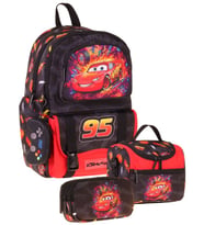 Kaukko Kids Rust Eze(Kırmızı - Siyah Renk) Erkek Çocuk Üçlü İlkokul Okul Çantası Seti/Takımı - SETKK-L5399A