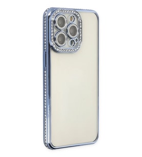 iPhone 14 Pro Kılıf Joke Taşlı Silikon - Mavi
