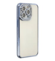 iPhone 14 Pro Kılıf Joke Taşlı Silikon - Mavi