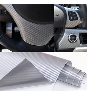 ESEMİZ 3d GRİ SİLVER  Tırtıklı Desen Hava Kanallı Karbon Folyo152CMX1Mt