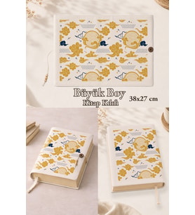 Golden Japanese Clouds 38x27 cm Büyük Boy Kitap Kılıfı Rahle Boy Uyumlu