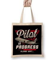 Pilot In Progress Please Wait Cute Future Airplane Bez Çanta Uzun Saplı