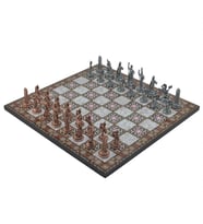 Gifthome Metal Satranç Takımı/Seti;Orta,Yunan,Antik,Sedef Desenli Satranç Tahtası