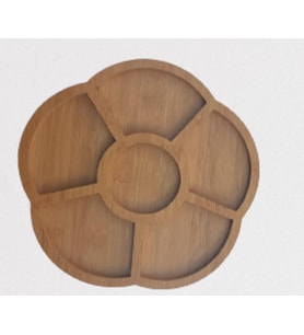 Sunum Tabak 12234 Papatya Model Ahşap MDF Lam 5 Göz 4 Adet EL Yapım