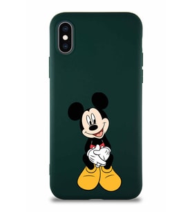 Apple iPhone X Soft Premier Kapak Mickey Mouse-A Tasarımlı Silikon Kılıf - Yeşil (Şeffaf)