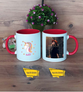 Unicorn Kupa Bardak Kırmızı Fotoğraflı