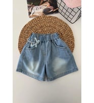 Miniğimin Cicileri Zincir Fiyonk Detaylı Kız Çocuk Kot Şort - Mavi