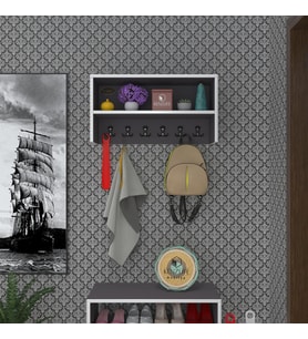 Kenzlife elbise askılığı askılık zeytuni gri 35*070*20 siyah 6 adet askı portmanto raflı (Karışık)