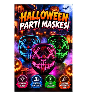 Halloween Parti Maskesi Neon LED Işıklı 3 Modlu Cadılar Bayramı Maskesi