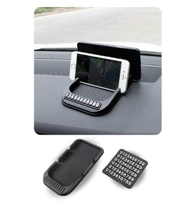 Araç İçi Kaydırmaz Ped 3D Numaratör Telefon Tutuculu Torpido Kaydırmaz (Siyah)