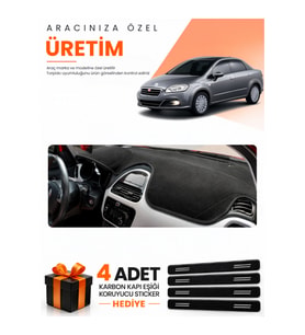 FIAT LİNEA URBAN (2015-2021) Uyumlu Torpido Koruma Örtüsü Oto Kılıfı - Siyah