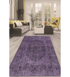 Dijital Kaymaz Taban Yıkanabilir Modern Renkli Salon Halısı Mutfak Halısı Yolluk ND-HT-148 (Mor)