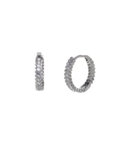 20 mm Çapraz Baget Zirkon Taşlı 925 Gümüş Kadın Halka Küpe