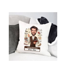 Erkek Arapça Öğretmeni Karikatürlü Yastık