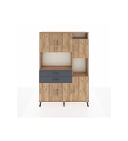 Arges Dolap 9 Raflı 2 Çekmeceli 6 Kapaklı 132x30x195 Çam-Çam/Antrasit