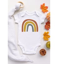 Unisex Gökkuşağı Doğal Kısa Kol Çıtçıtlı Body Zıbın