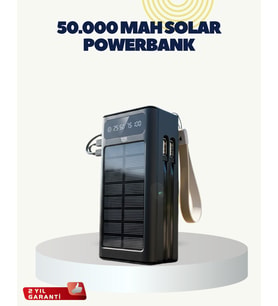 LED Aydınlatmalı Güneş Panelli Powerbank Seyahat ve Kamp İçin