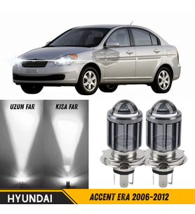Hyundai Accent Era 2006-2012 Mercekli Far Ampulü Led Xenon Beyaz Şimşek Etkili Led Lamba Uzun Kısa